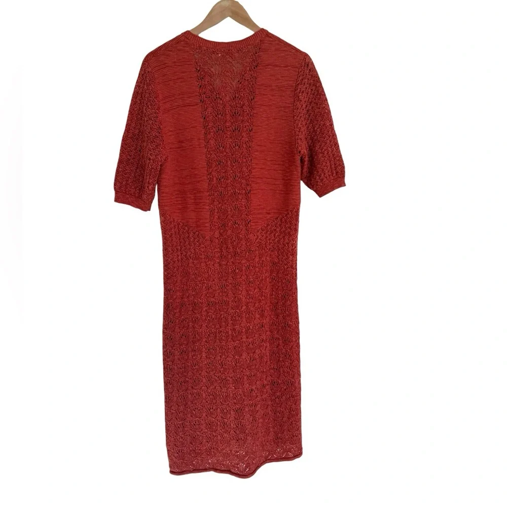 Sundance Burnt Orange Red Knit Midi Dress Size Large L - Picture 6 of 7